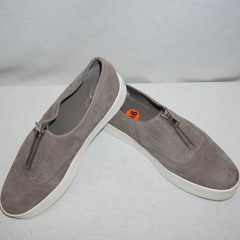 VINCE Warner zip up gray suede slip-on  sneakers thick soles 9.5